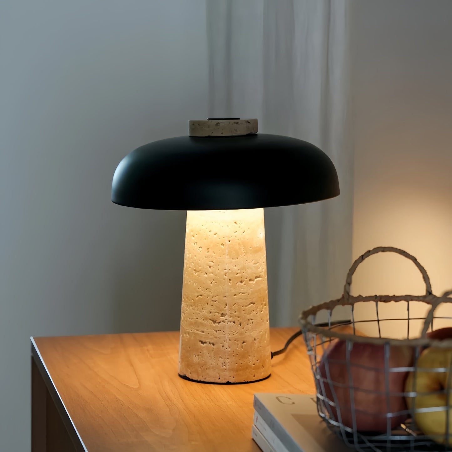 Travertine Mushroom Portable Bedside Night Light
