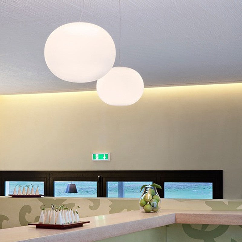 Modern White Glass Sphere Pendant Lamp