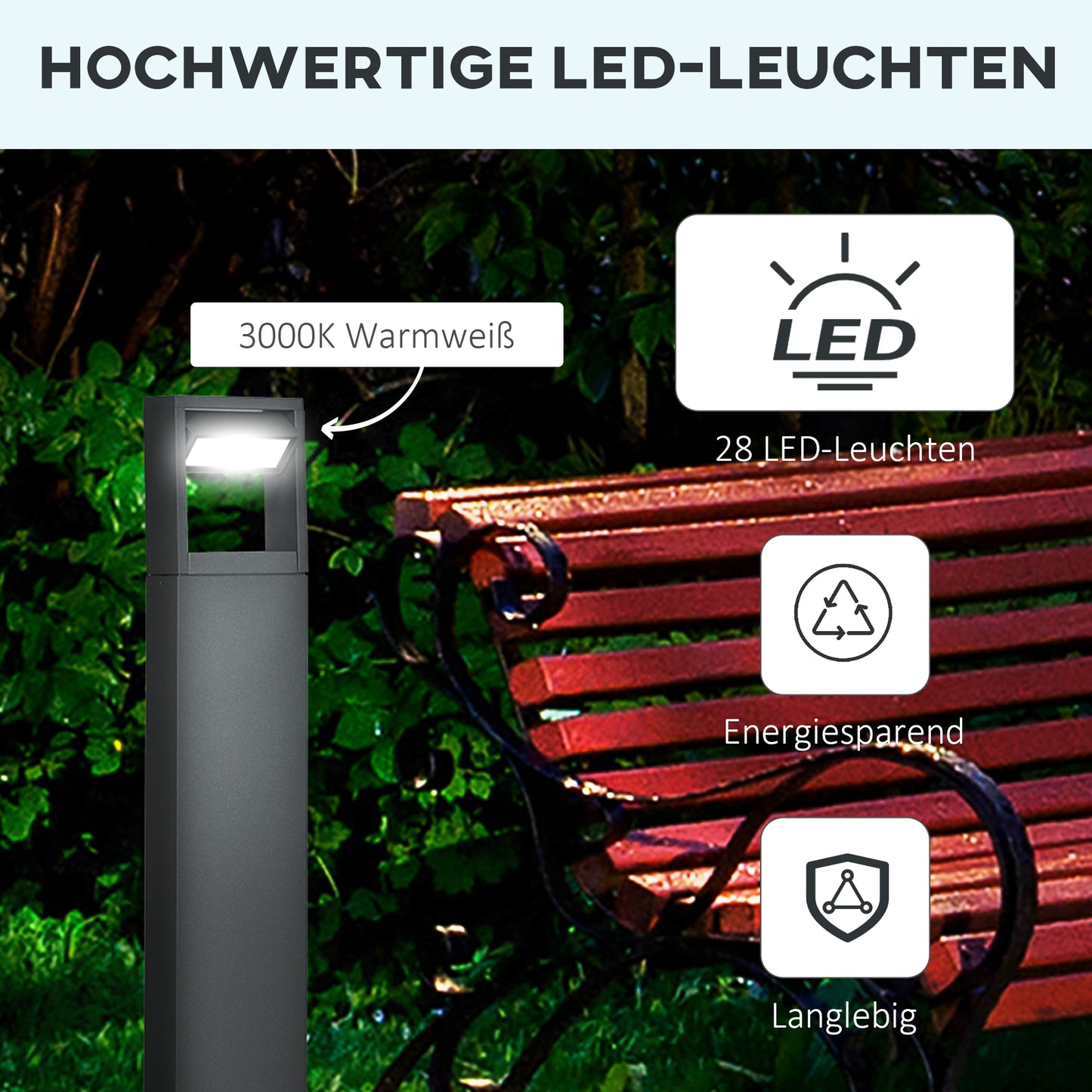 Outdoor LED Bollard Light with Adjustable Beam Angle