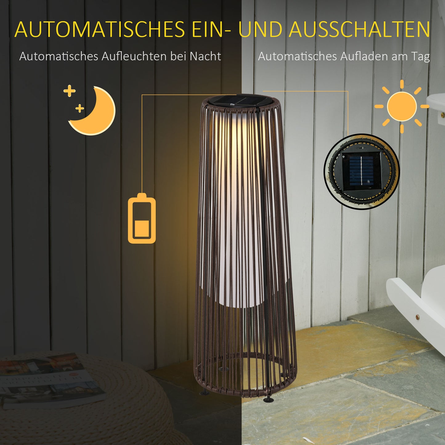 Solar Rattan Outdoor Lantern Light