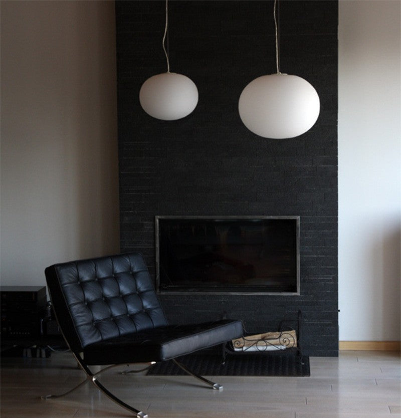 Modern White Glass Sphere Pendant Lamp