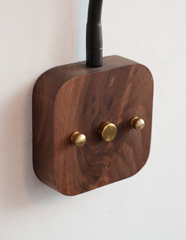 Adjustable Walnut Wood Bedside Wall Light