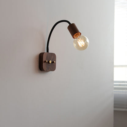 Adjustable Walnut Wood Bedside Wall Light