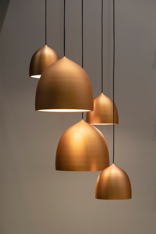 Bauhaus zonsondergang sfeer hanglamp warm amberkleurig licht