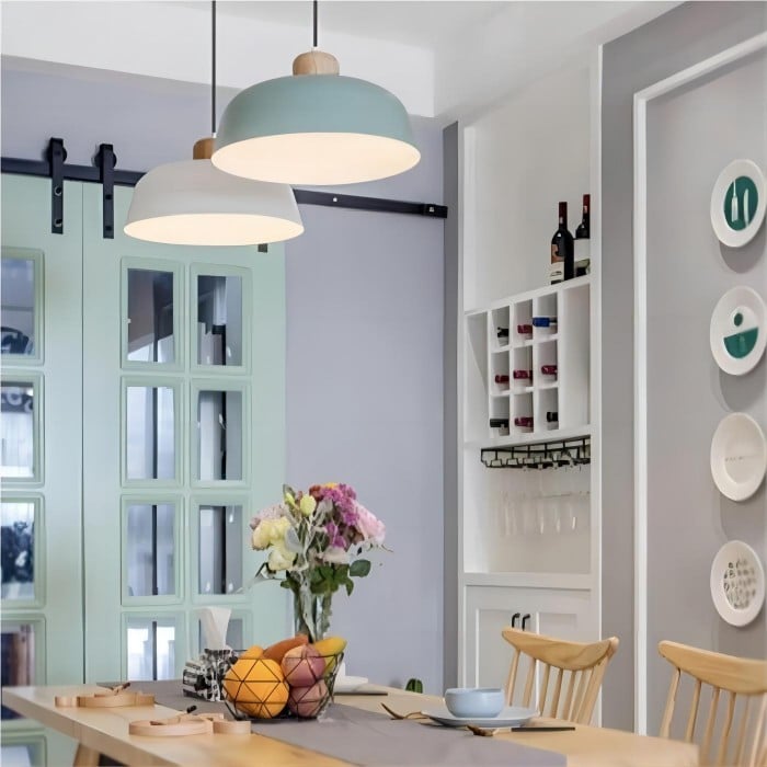 Scandinavian Wooden Bowl Shape Kitchen Pendant Lamp