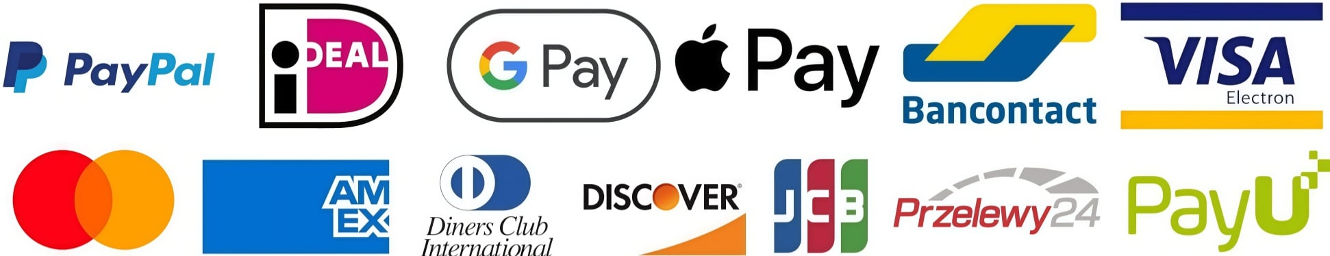 Accepted payment methods: PayPal, iDEAL, Google Pay, Apple Pay, Bancontact, Visa, Mastercard, Amex, Discover and more